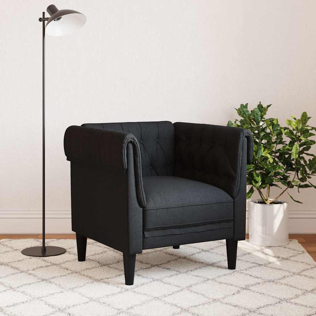 vidaXL Fotoliu Chesterfield, negru, material textil