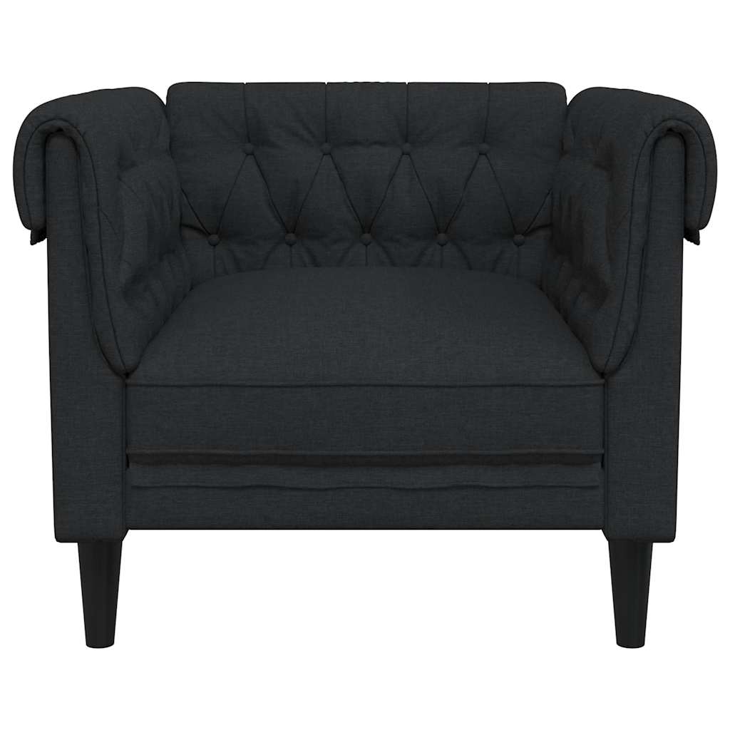 vidaXL Fotoliu Chesterfield, negru, material textil