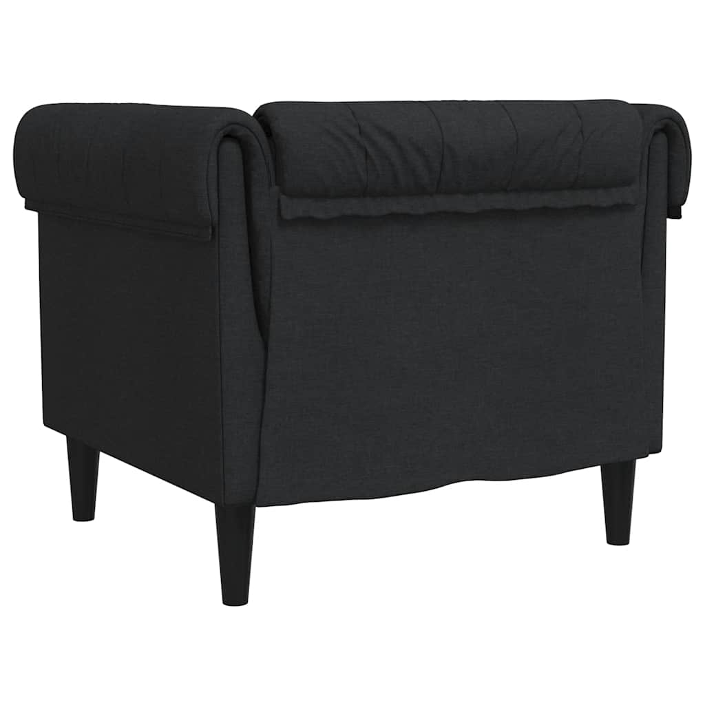 vidaXL Fotoliu Chesterfield, negru, material textil