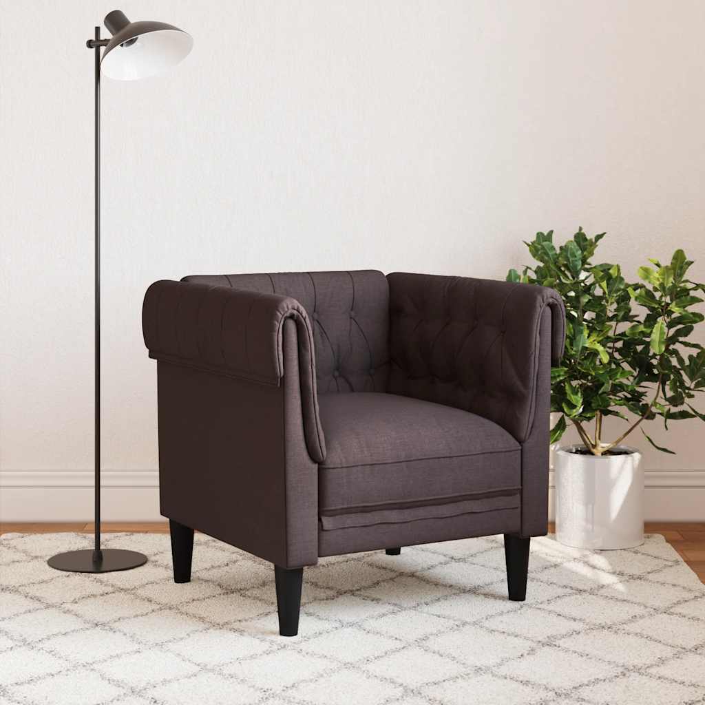 vidaXL Fotoliu Chesterfield maro închis, material textil