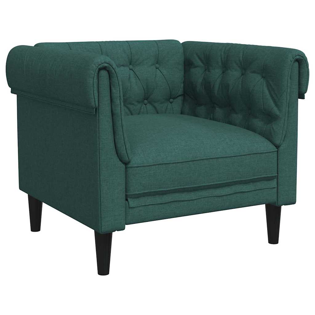 vidaXL Fotoliu Chesterfield verde închis, material textil