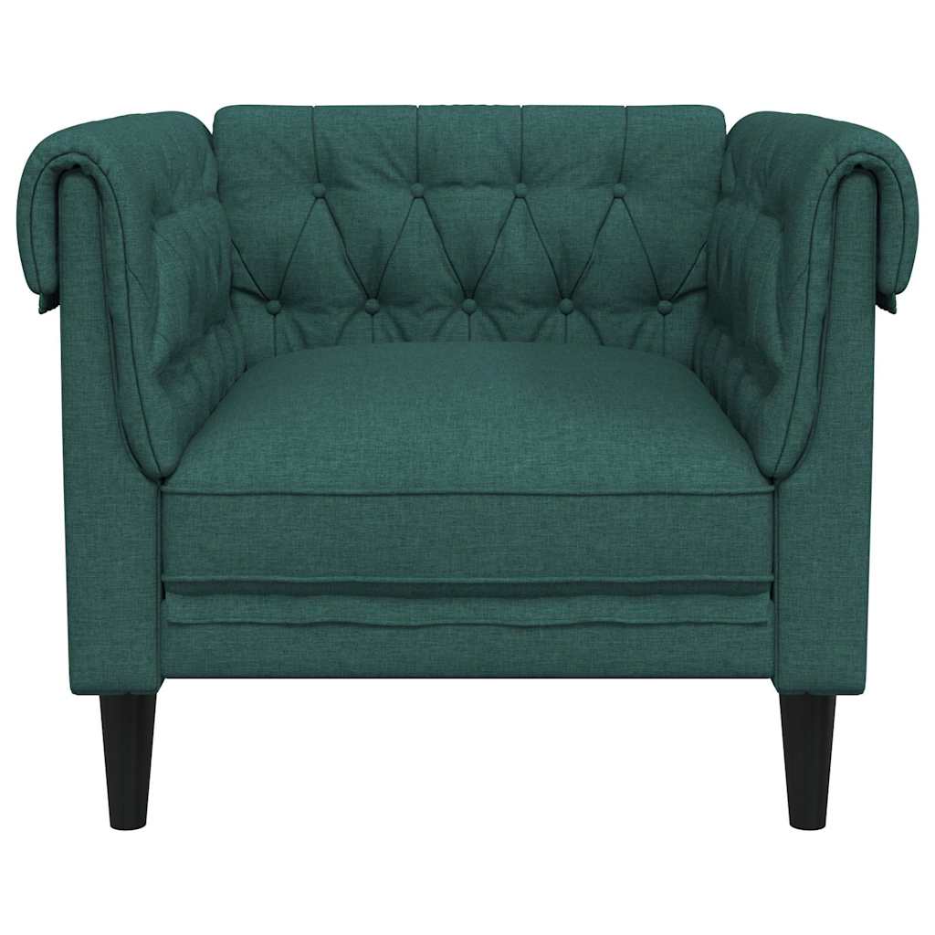 vidaXL Fotoliu Chesterfield verde închis, material textil