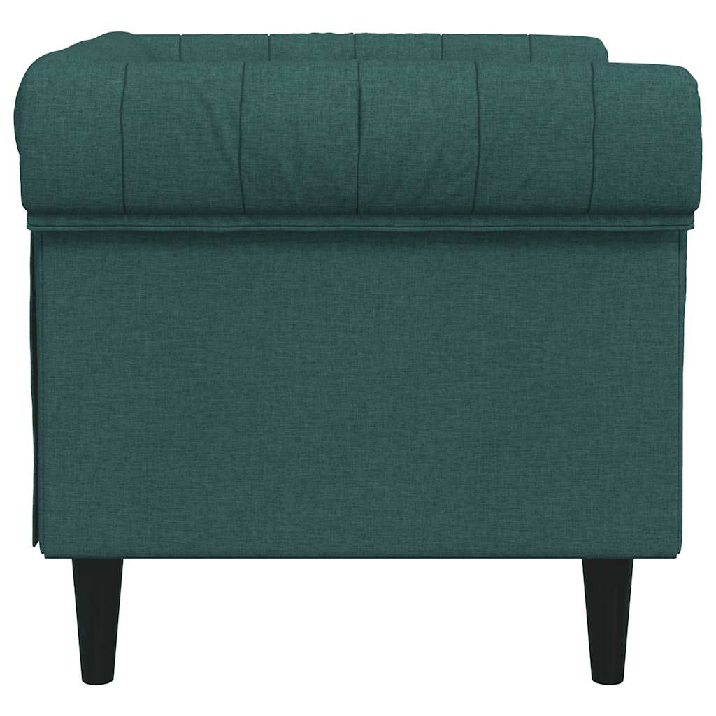 vidaXL Fotoliu Chesterfield verde închis, material textil