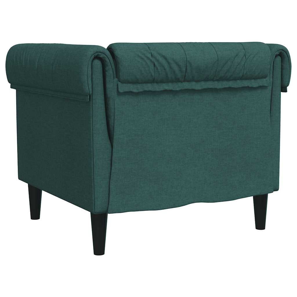 vidaXL Fotoliu Chesterfield verde închis, material textil