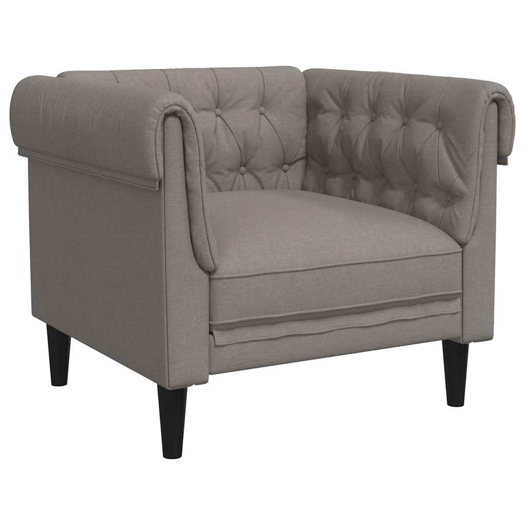 vidaXL Fotoliu Chesterfield, gri taupe, material textil