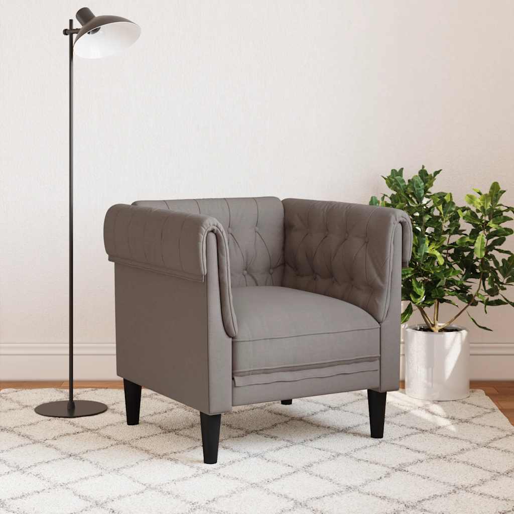 vidaXL Fotoliu Chesterfield, gri taupe, material textil