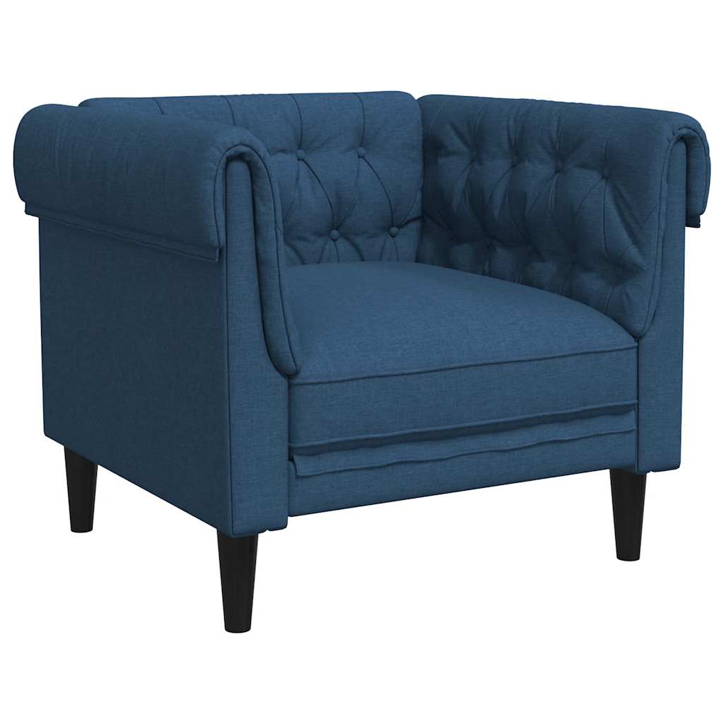 vidaXL Fotoliu Chesterfield, albastru, material textil