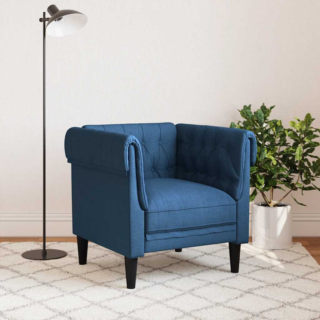 vidaXL Fotoliu Chesterfield, albastru, material textil