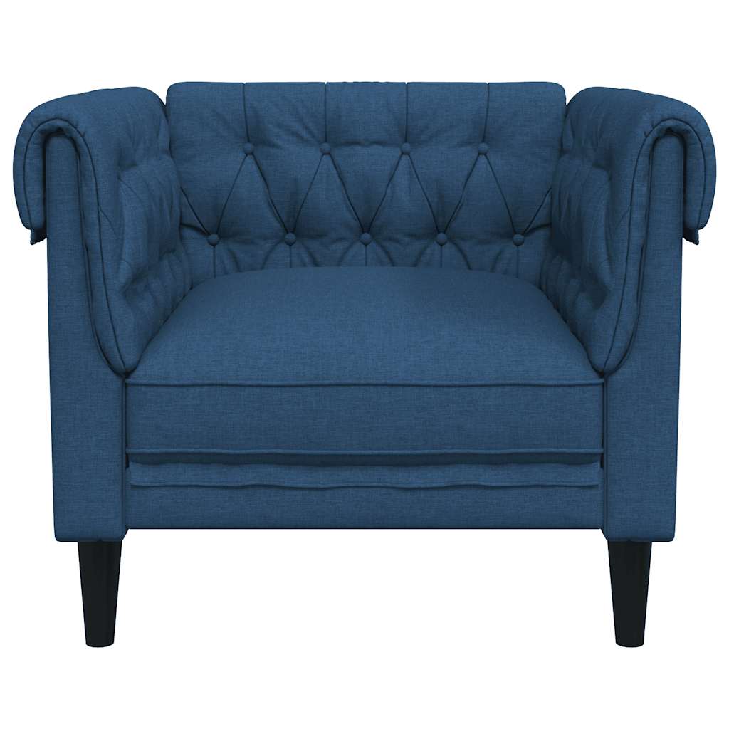 vidaXL Fotoliu Chesterfield, albastru, material textil