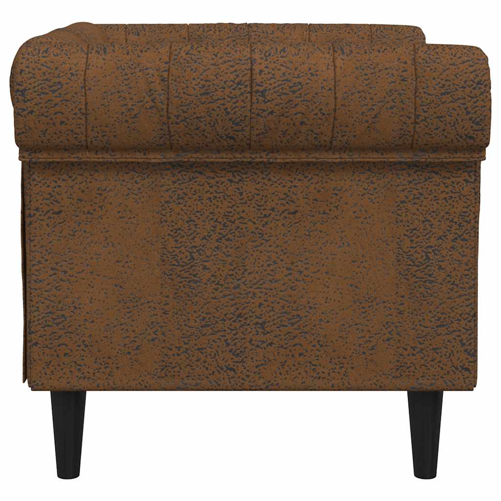 vidaXL Fotoliu Chesterfield, maro, material textil