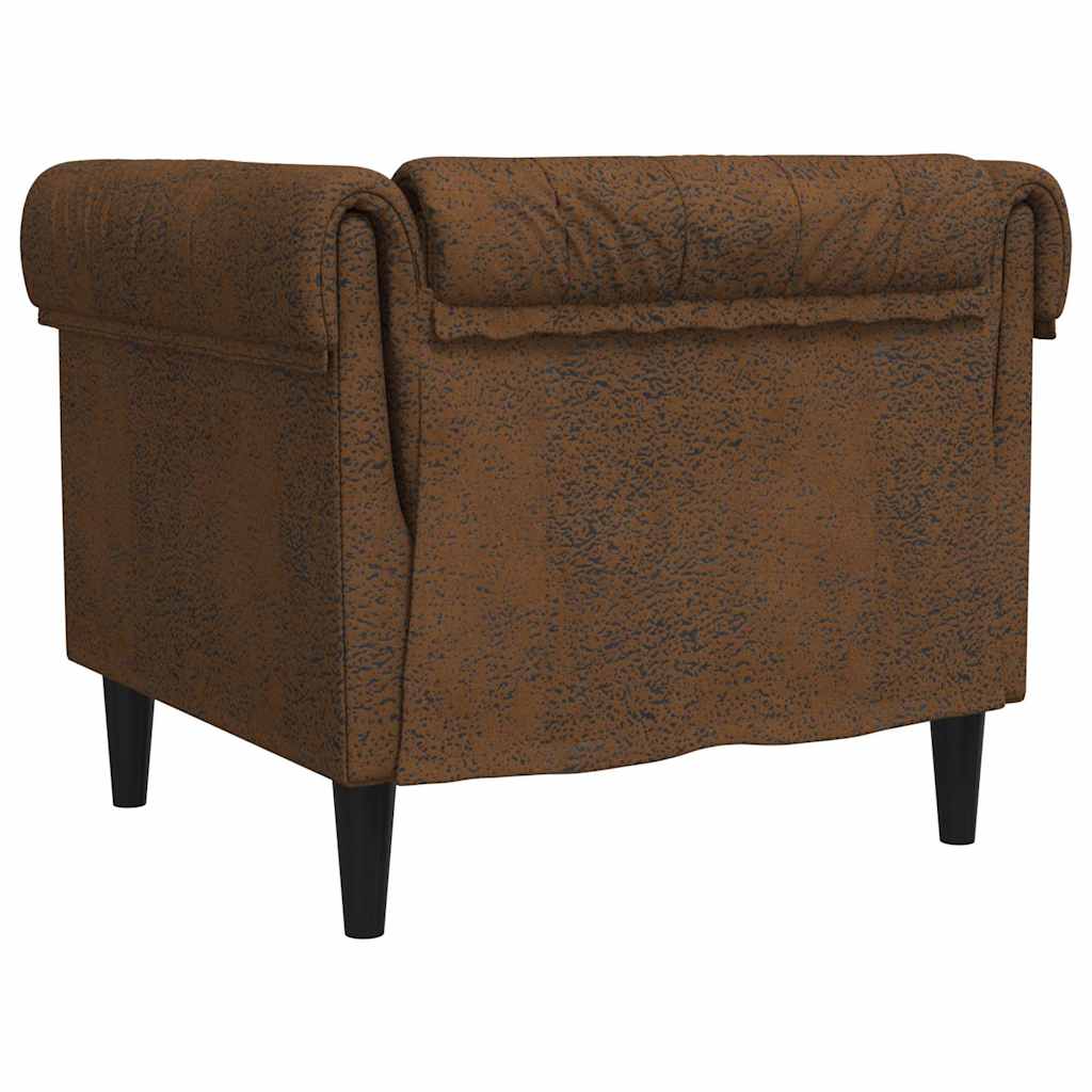 vidaXL Fotoliu Chesterfield, maro, material textil