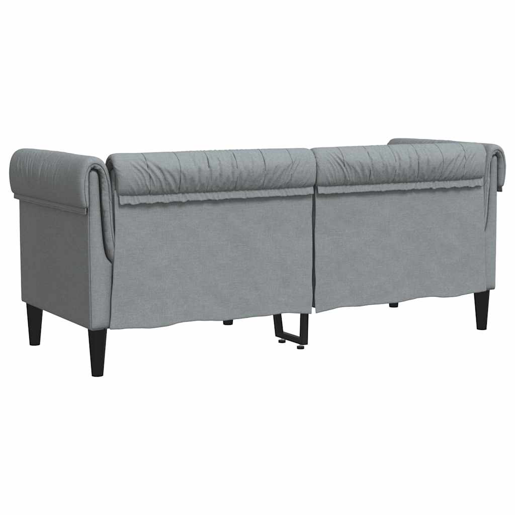 vidaXL Canapea Chesterfield cu 2 locuri, gri deschis, material textil vidaXL Canapea Chesterfield cu 2 locuri, gri deschis, material textil