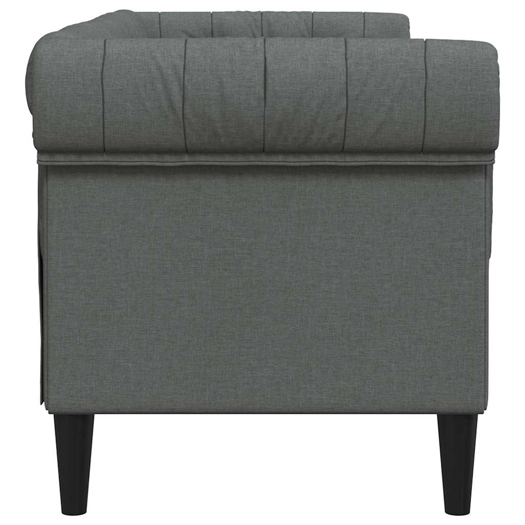 vidaXL Canapea Chesterfield cu 2 locuri, gri închis, material textil