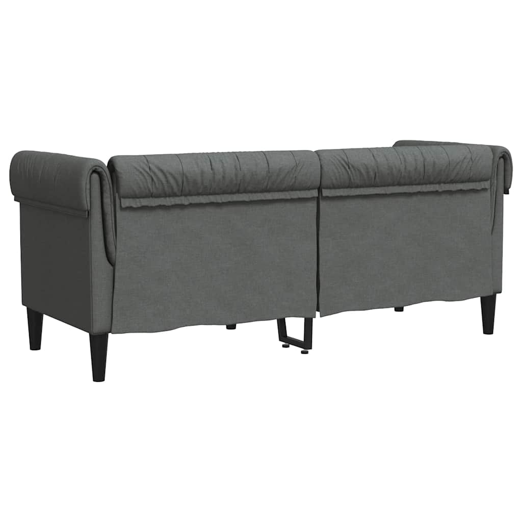 vidaXL Canapea Chesterfield cu 2 locuri, gri închis, material textil