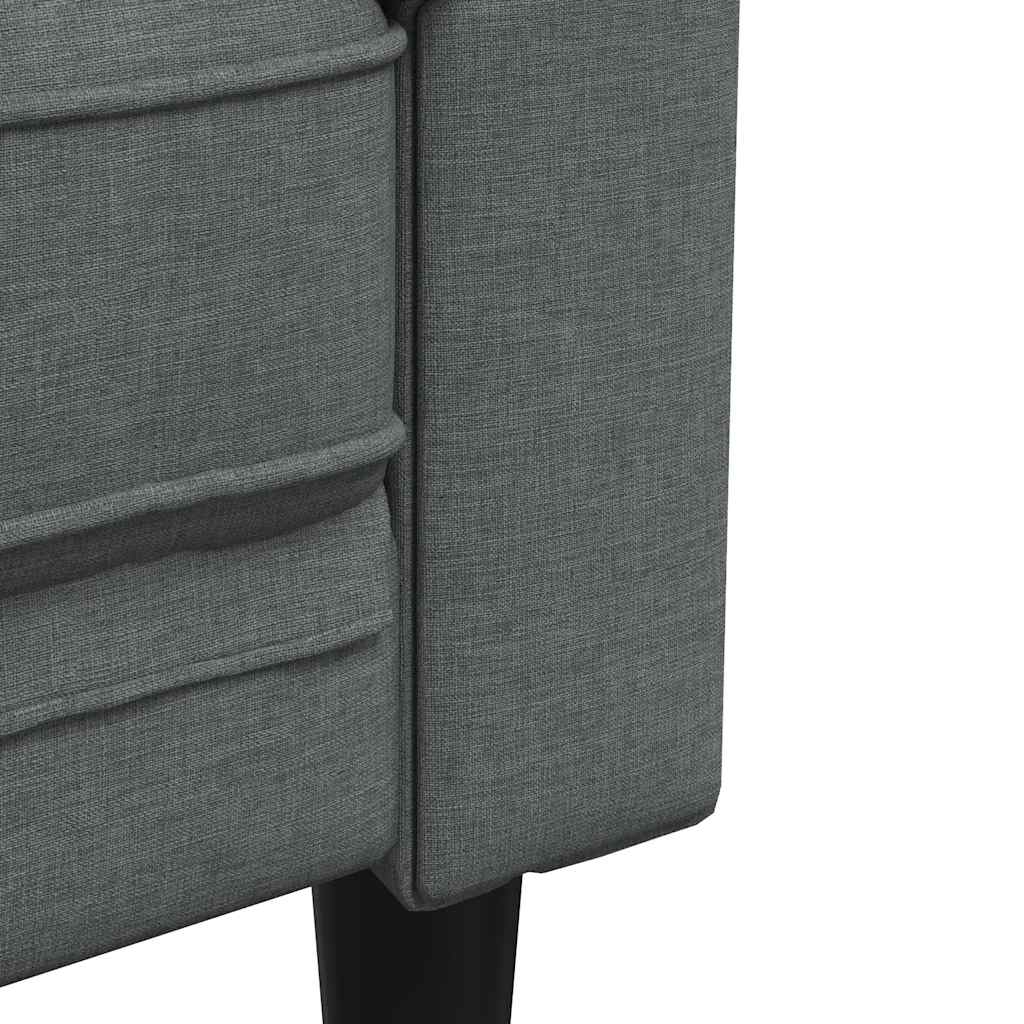vidaXL Canapea Chesterfield cu 2 locuri, gri închis, material textil