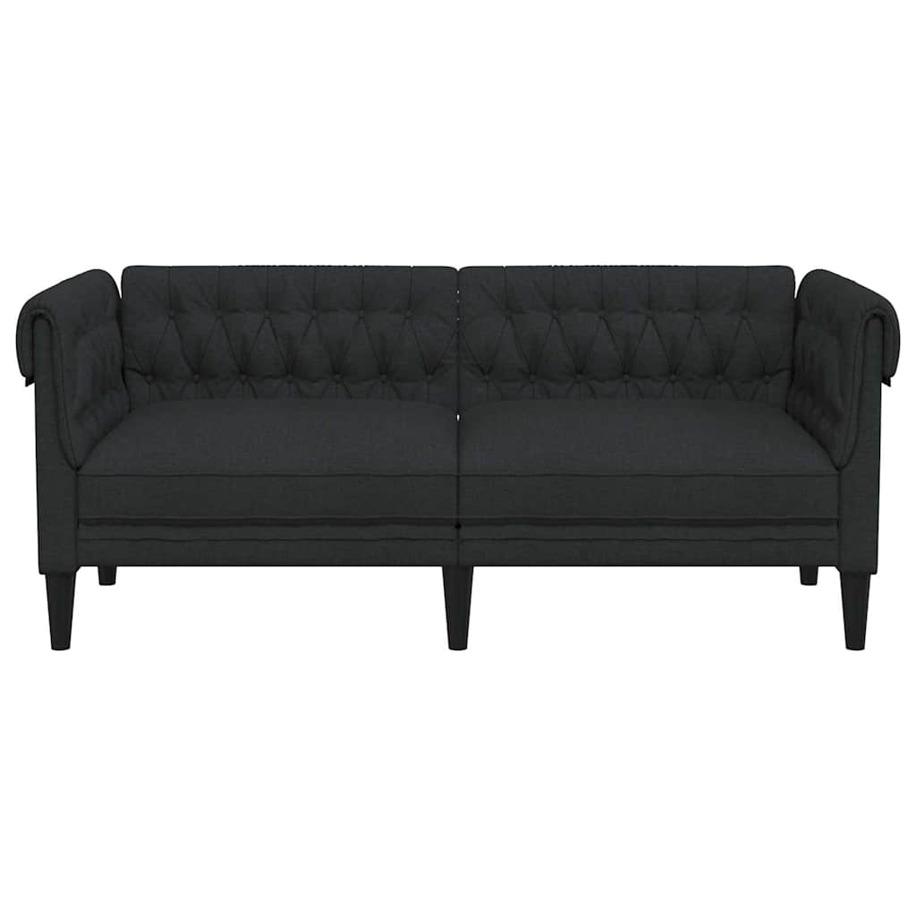 vidaXL Canapea Chesterfield cu 2 locuri, negru, material textil