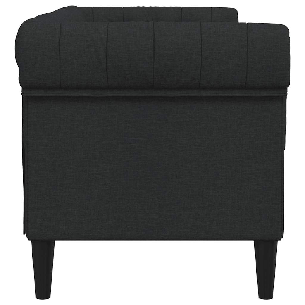 vidaXL Canapea Chesterfield cu 2 locuri, negru, material textil