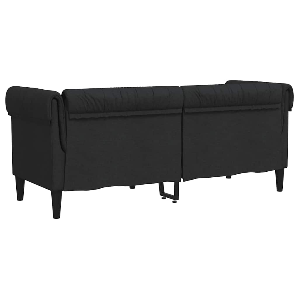 vidaXL Canapea Chesterfield cu 2 locuri, negru, material textil