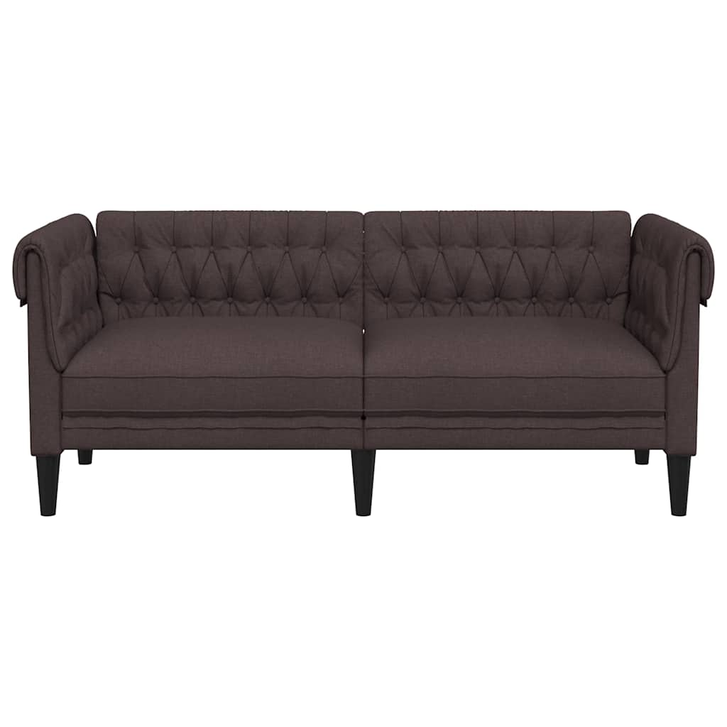 vidaXL Canapea Chesterfield cu 2 locuri, maro închis, material textil vidaXL Canapea Chesterfield cu 2 locuri, maro închis, material textil