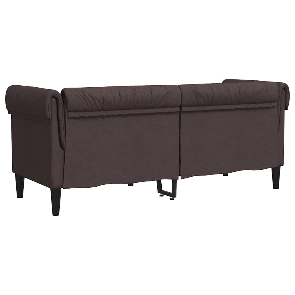 vidaXL Canapea Chesterfield cu 2 locuri, maro închis, material textil vidaXL Canapea Chesterfield cu 2 locuri, maro închis, material textil