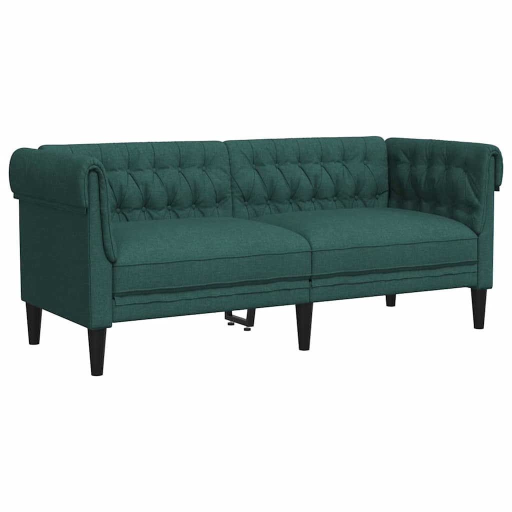 vidaXL Canapea Chesterfield cu 2 locuri, verde închis, material textil vidaXL Canapea Chesterfield cu 2 locuri, verde închis, material textil