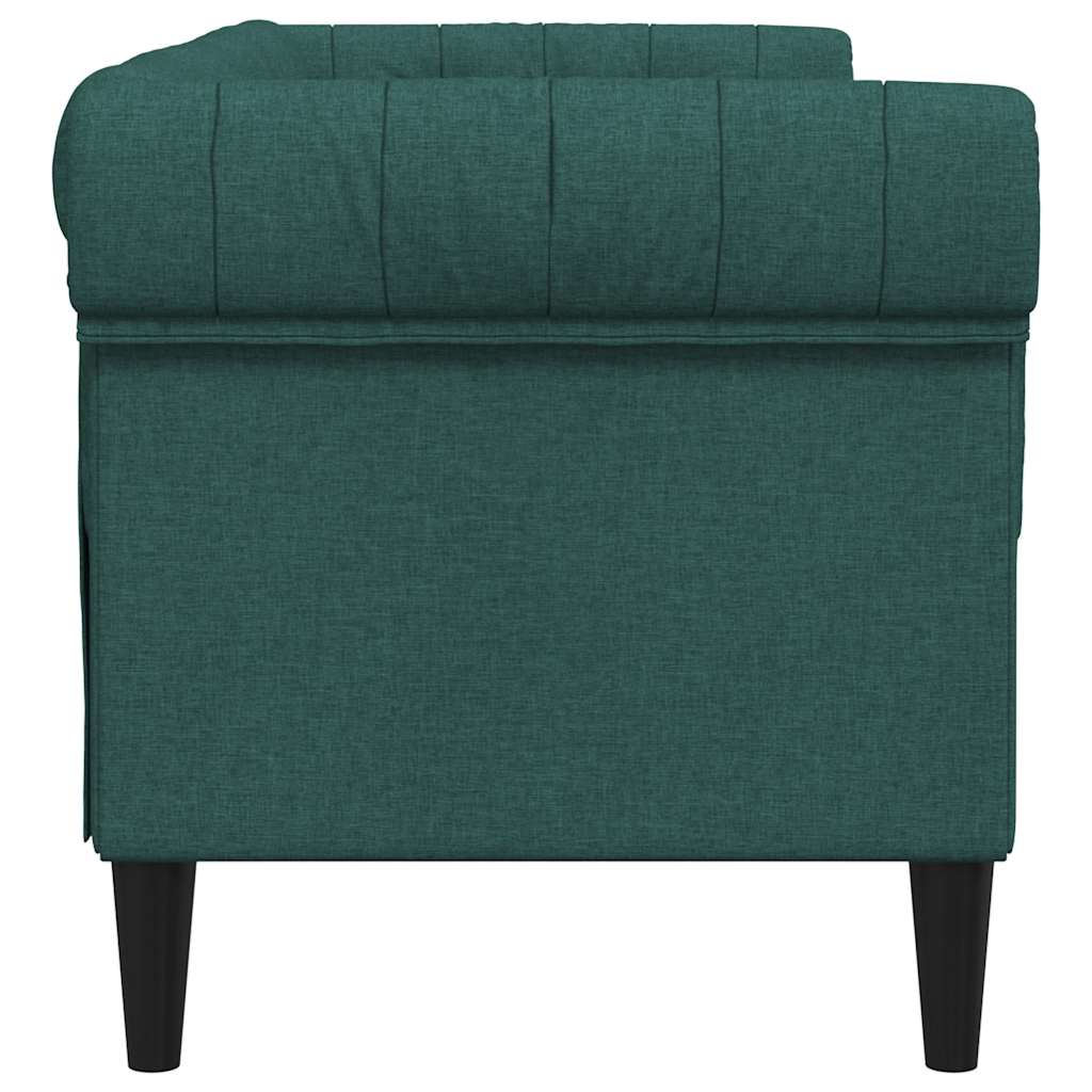 vidaXL Canapea Chesterfield cu 2 locuri, verde închis, material textil vidaXL Canapea Chesterfield cu 2 locuri, verde închis, material textil