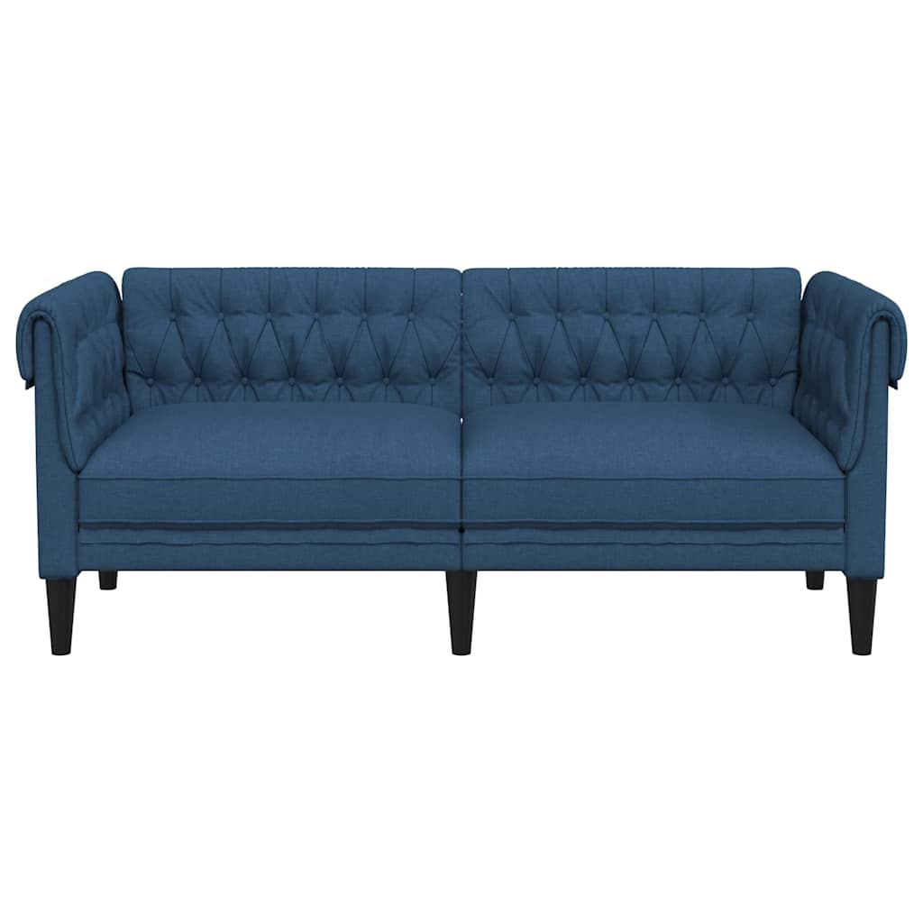 vidaXL Canapea Chesterfield cu 2 locuri, albastru, material textil