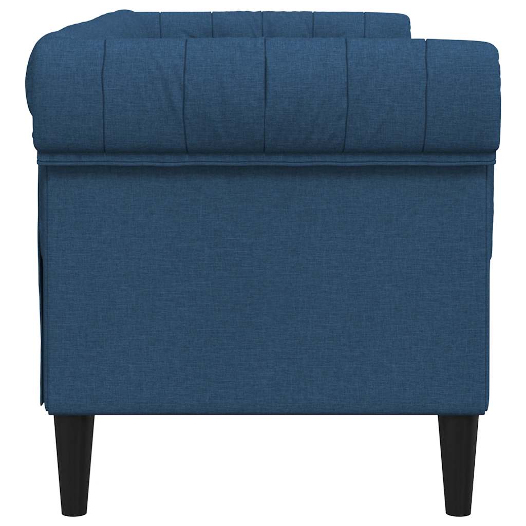 vidaXL Canapea Chesterfield cu 2 locuri, albastru, material textil