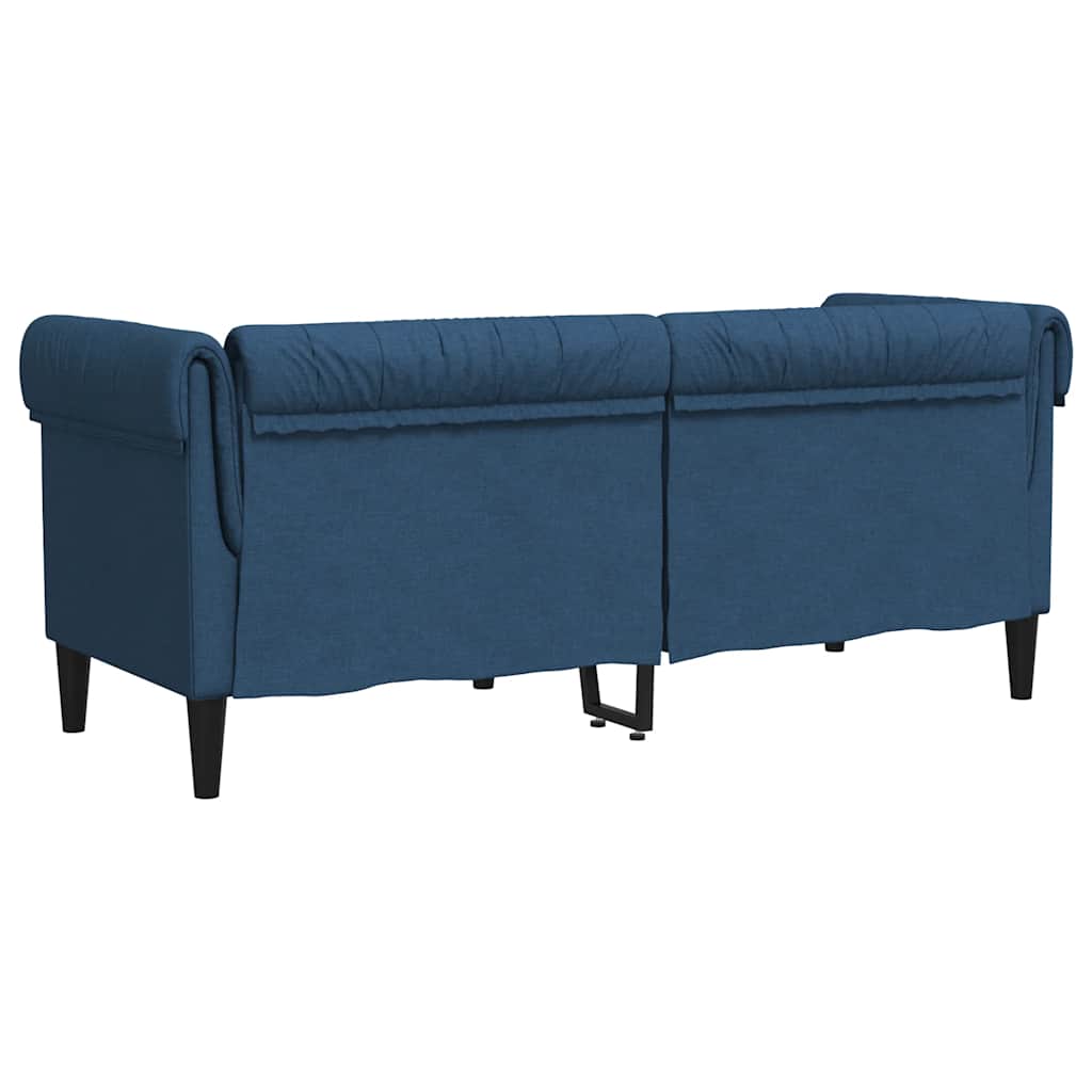 vidaXL Canapea Chesterfield cu 2 locuri, albastru, material textil