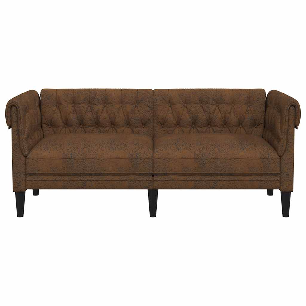 vidaXL Canapea Chesterfield cu 2 locuri, maro, material textil vidaXL Canapea Chesterfield cu 2 locuri, maro, material textil