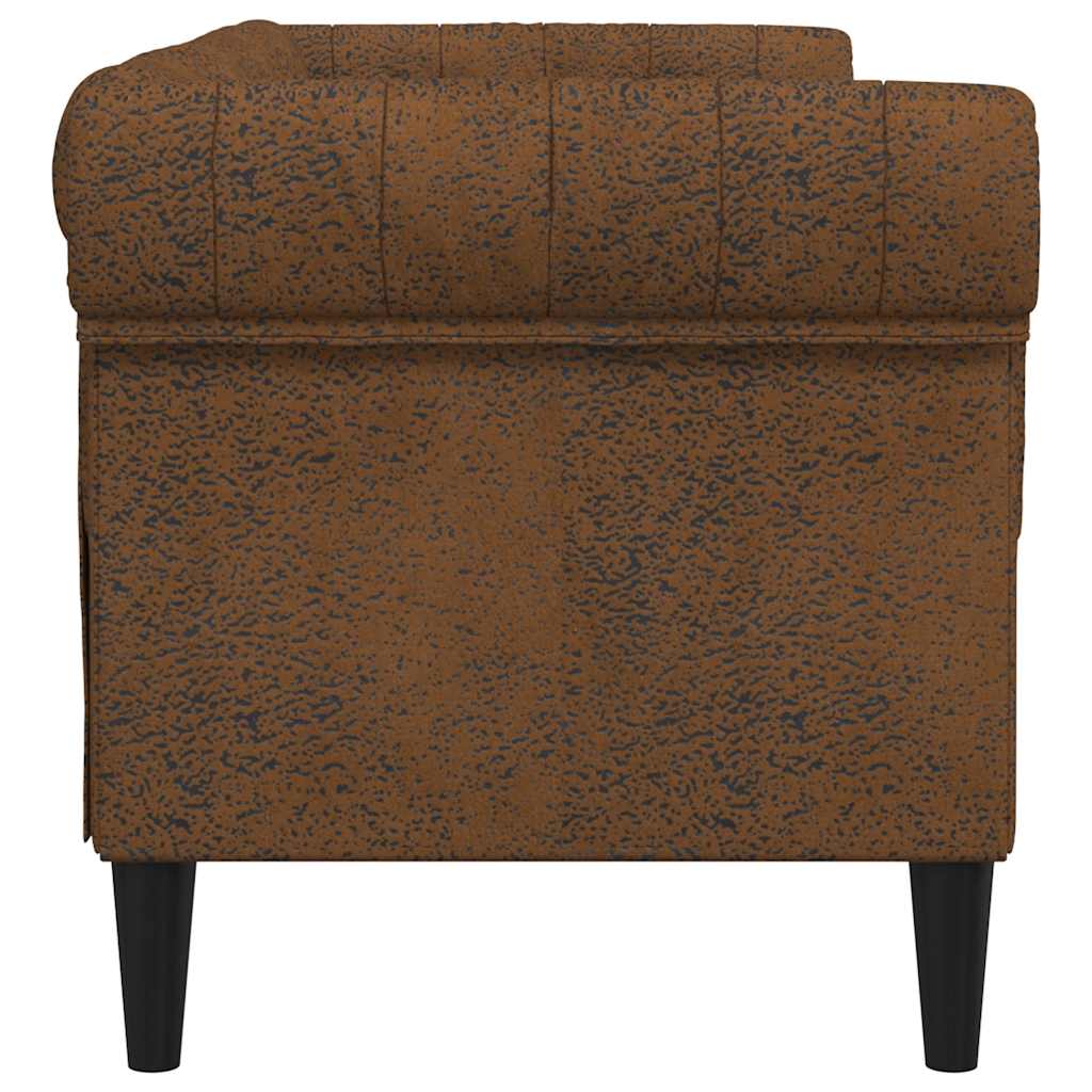 vidaXL Canapea Chesterfield cu 2 locuri, maro, material textil vidaXL Canapea Chesterfield cu 2 locuri, maro, material textil