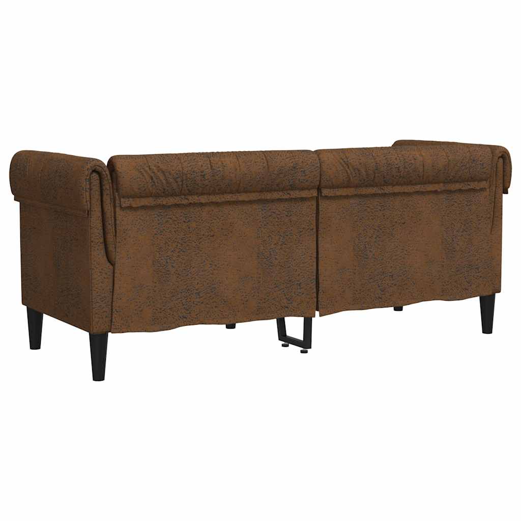 vidaXL Canapea Chesterfield cu 2 locuri, maro, material textil vidaXL Canapea Chesterfield cu 2 locuri, maro, material textil