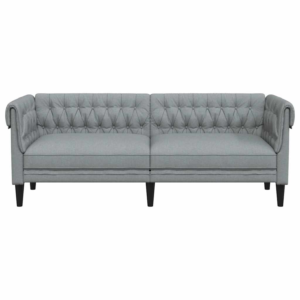 vidaXL Canapea Chesterfield cu 3 locuri, gri deschis, material textil