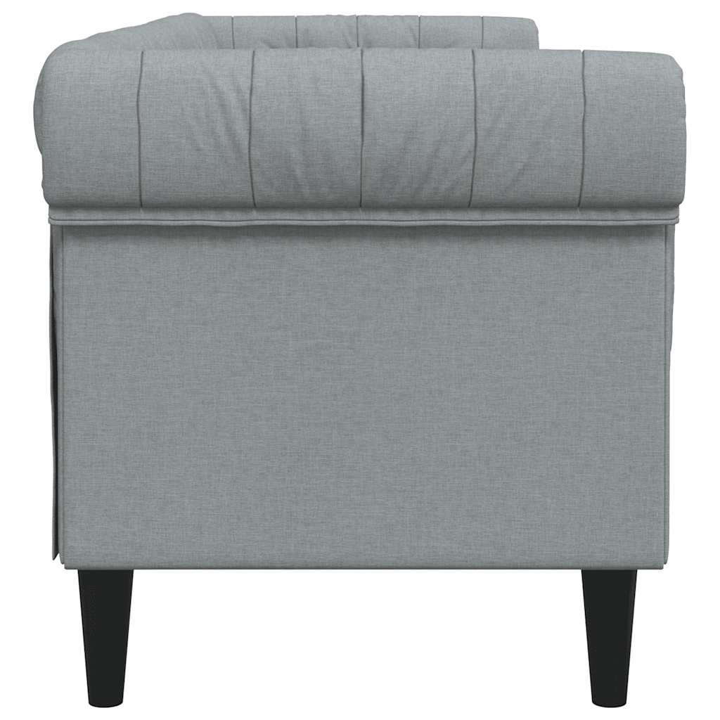 vidaXL Canapea Chesterfield cu 3 locuri, gri deschis, material textil
