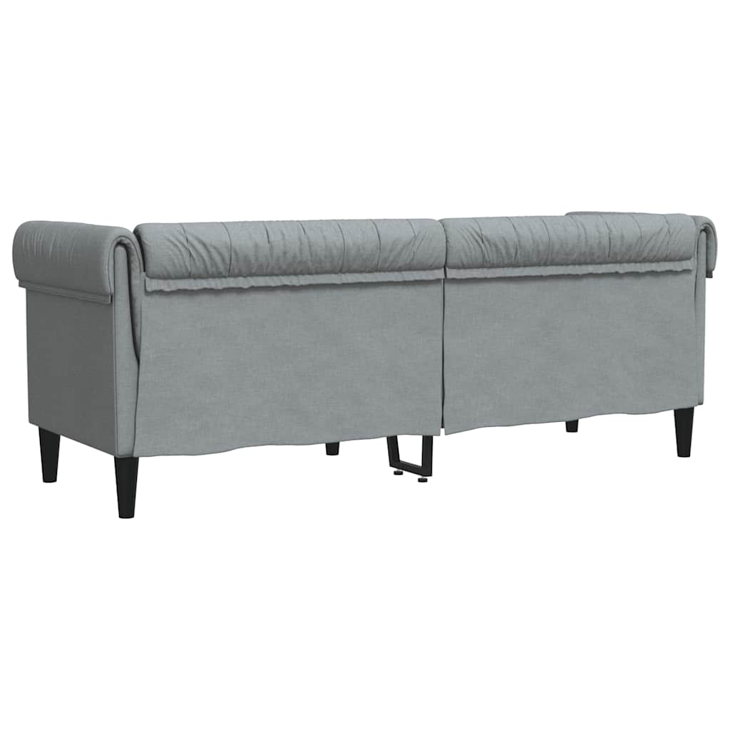 vidaXL Canapea Chesterfield cu 3 locuri, gri deschis, material textil