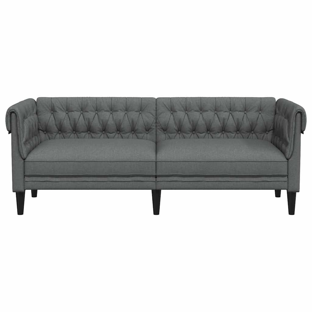 vidaXL Canapea Chesterfield cu 3 locuri, gri închis, material textil vidaXL Canapea Chesterfield cu 3 locuri, gri închis, material textil