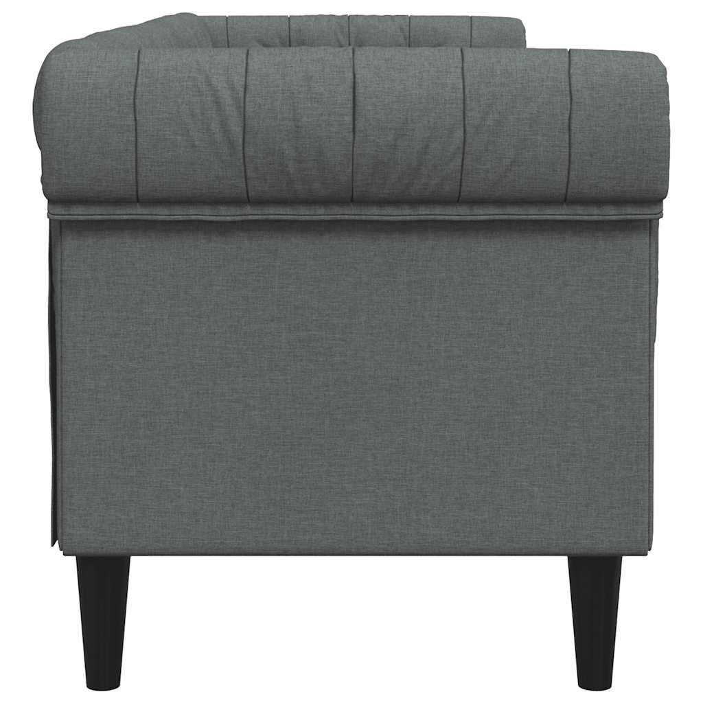 vidaXL Canapea Chesterfield cu 3 locuri, gri închis, material textil vidaXL Canapea Chesterfield cu 3 locuri, gri închis, material textil