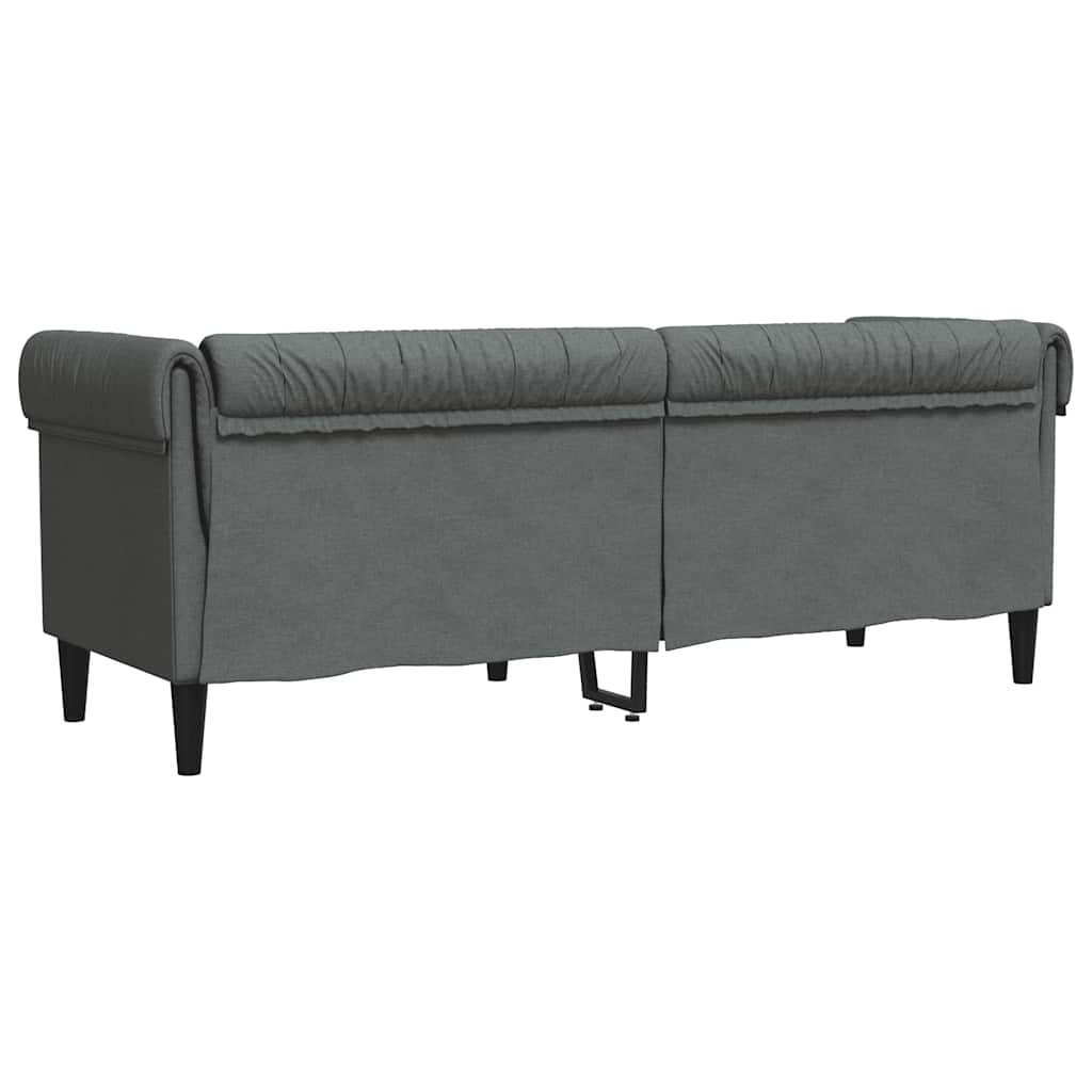 vidaXL Canapea Chesterfield cu 3 locuri, gri închis, material textil vidaXL Canapea Chesterfield cu 3 locuri, gri închis, material textil