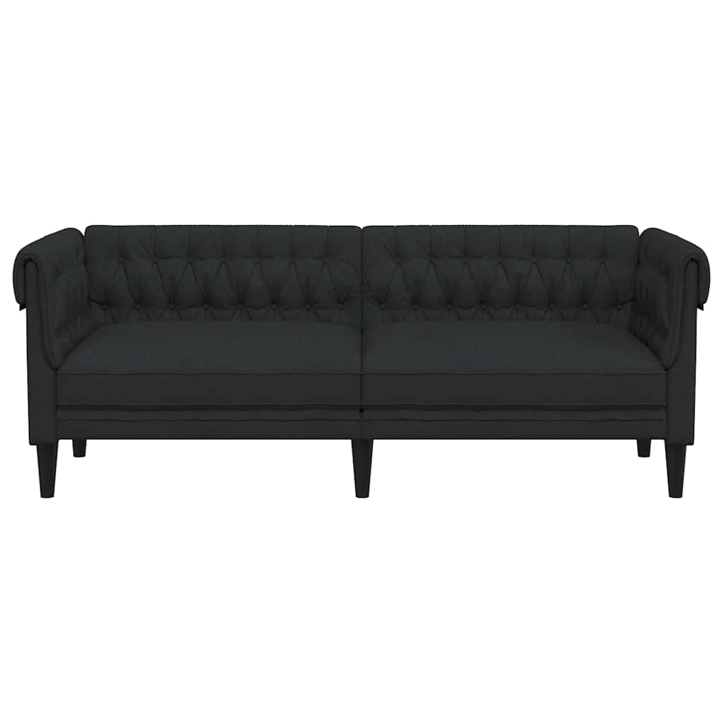 vidaXL Canapea Chesterfield cu 3 locuri, negru, material textil vidaXL Canapea Chesterfield cu 3 locuri, negru, material textil