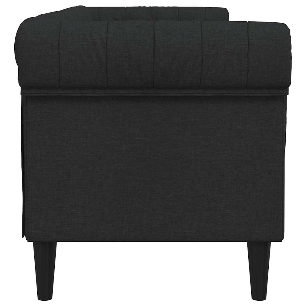 vidaXL Canapea Chesterfield cu 3 locuri, negru, material textil vidaXL Canapea Chesterfield cu 3 locuri, negru, material textil