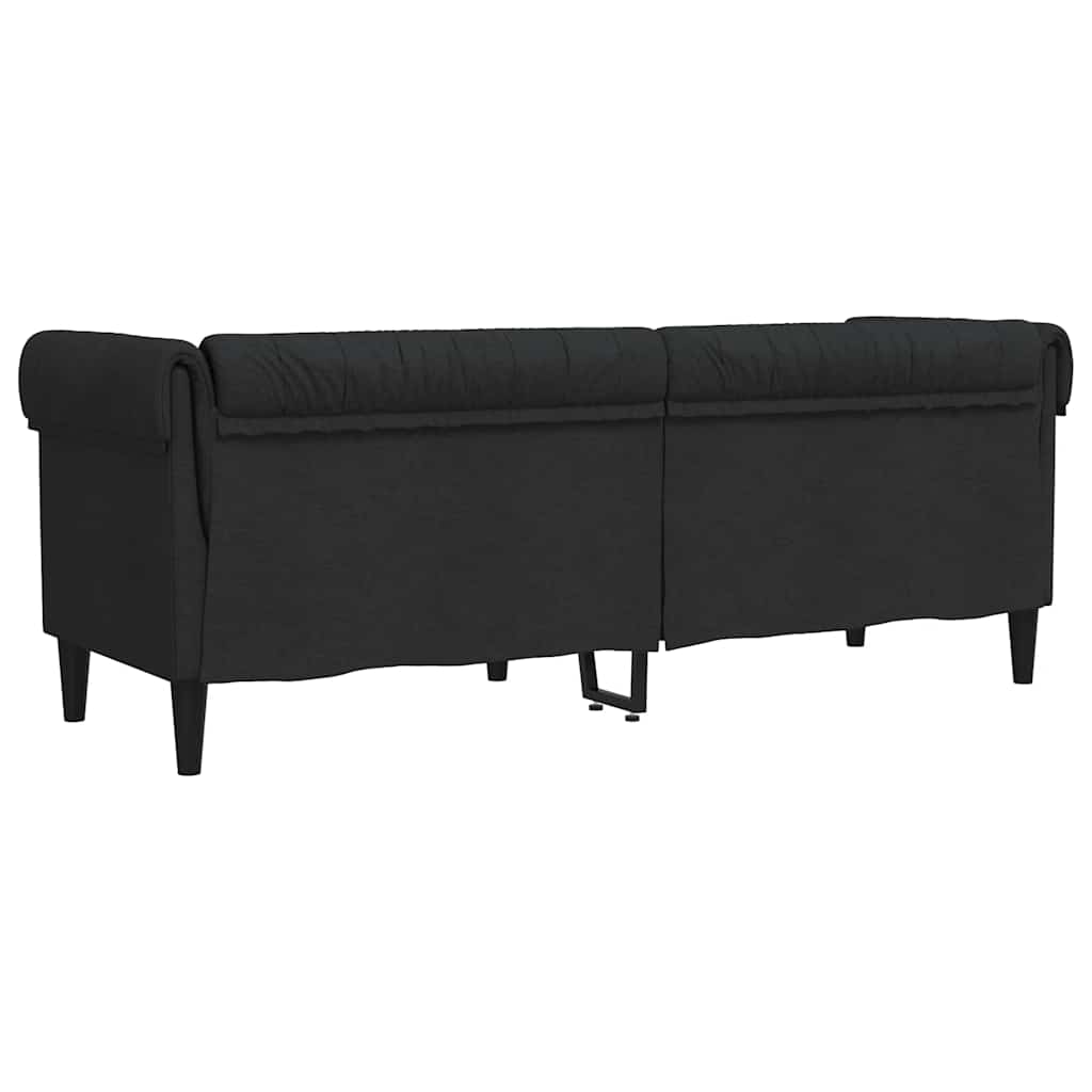 vidaXL Canapea Chesterfield cu 3 locuri, negru, material textil vidaXL Canapea Chesterfield cu 3 locuri, negru, material textil