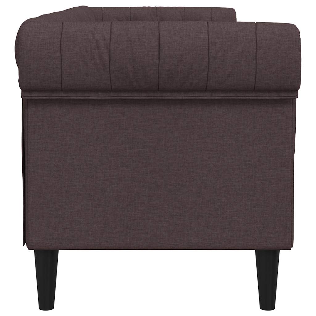 vidaXL Canapea Chesterfield cu 3 locuri, maro închis, material textil vidaXL Canapea Chesterfield cu 3 locuri, maro închis, material textil