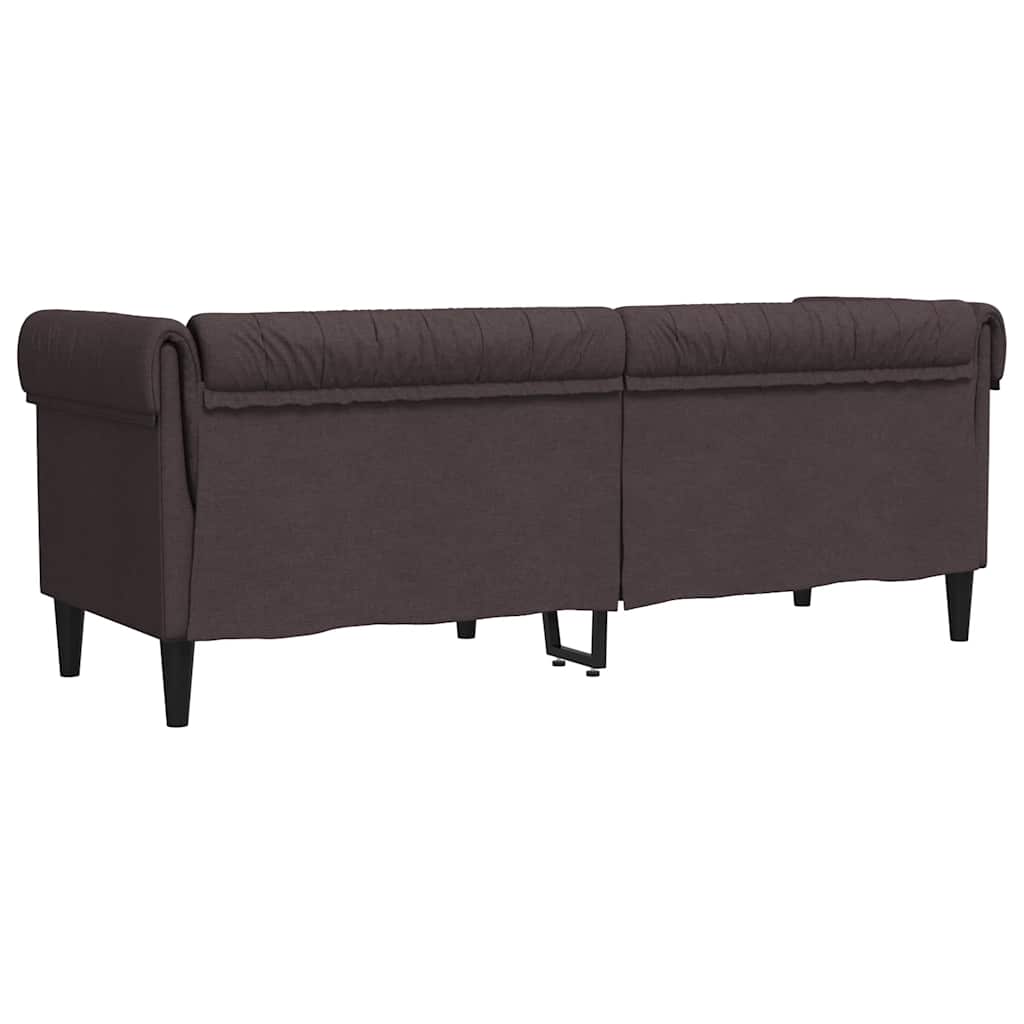 vidaXL Canapea Chesterfield cu 3 locuri, maro închis, material textil vidaXL Canapea Chesterfield cu 3 locuri, maro închis, material textil