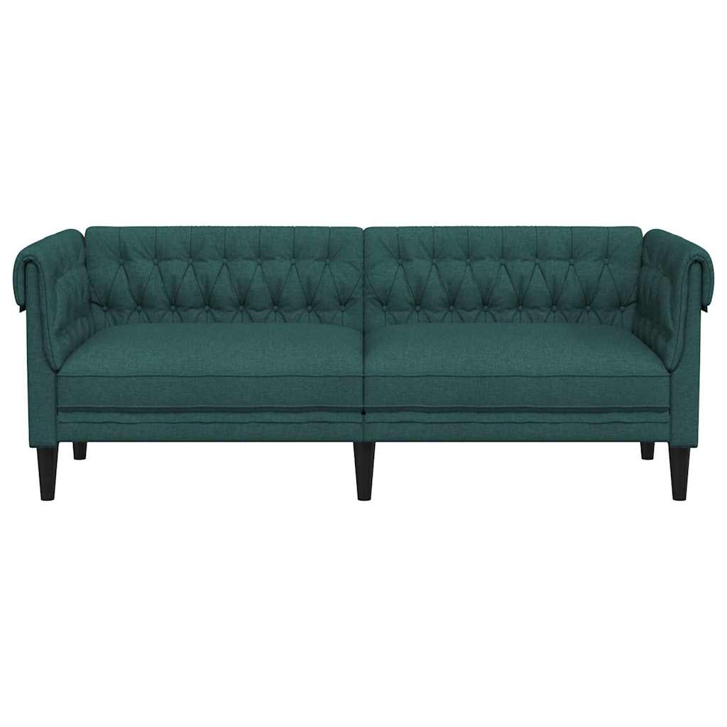 vidaXL Canapea Chesterfield cu 3 locuri, verde închis, material textil vidaXL Canapea Chesterfield cu 3 locuri, verde închis, material textil
