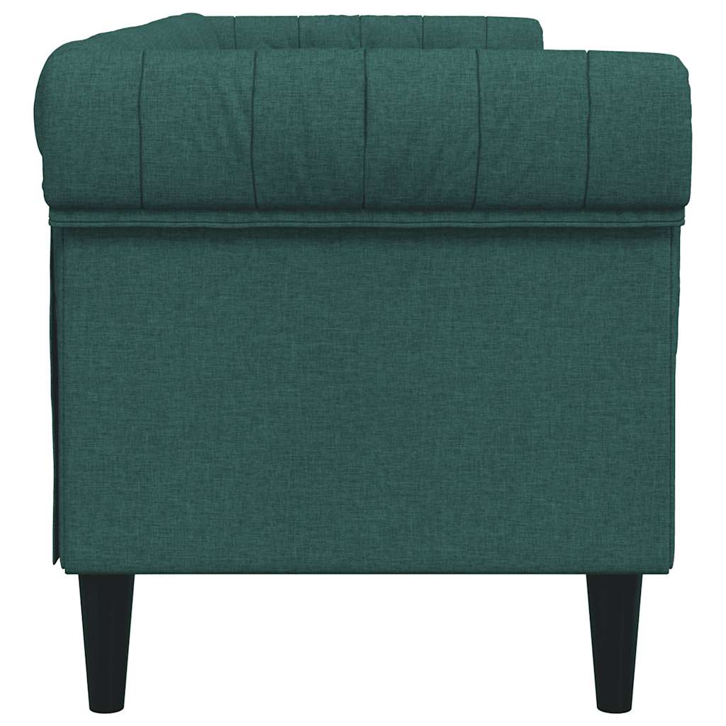 vidaXL Canapea Chesterfield cu 3 locuri, verde închis, material textil vidaXL Canapea Chesterfield cu 3 locuri, verde închis, material textil