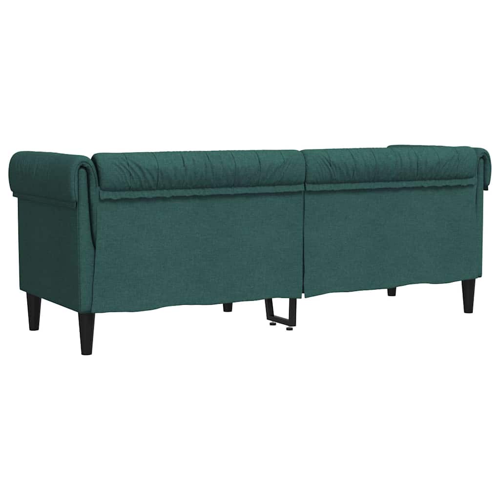 vidaXL Canapea Chesterfield cu 3 locuri, verde închis, material textil vidaXL Canapea Chesterfield cu 3 locuri, verde închis, material textil
