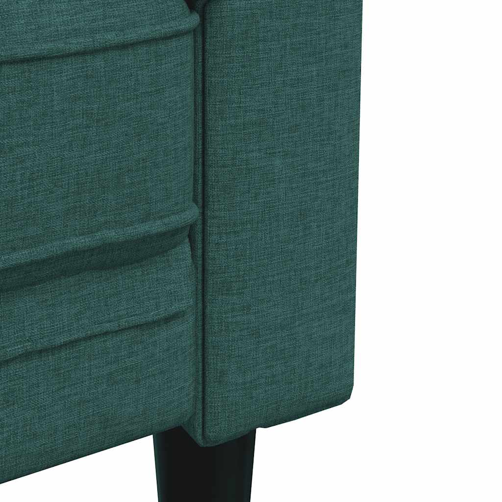 vidaXL Canapea Chesterfield cu 3 locuri, verde închis, material textil vidaXL Canapea Chesterfield cu 3 locuri, verde închis, material textil