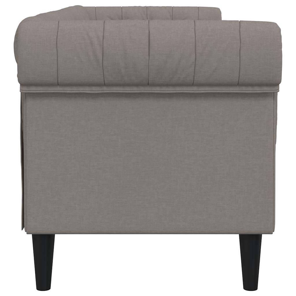 vidaXL Canapea Chesterfield cu 3 locuri, gri taupe, material textil vidaXL Canapea Chesterfield cu 3 locuri, gri taupe, material textil