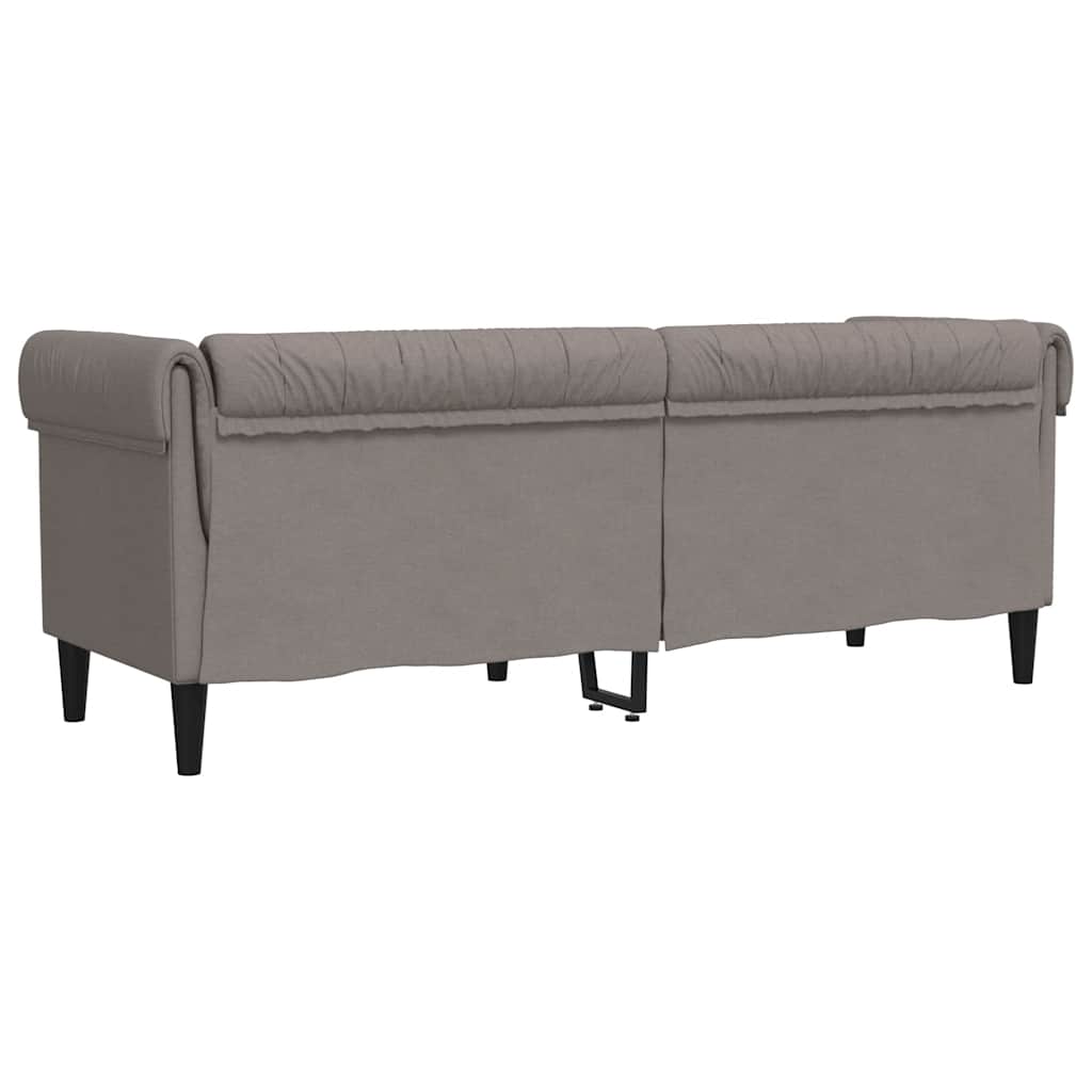vidaXL Canapea Chesterfield cu 3 locuri, gri taupe, material textil vidaXL Canapea Chesterfield cu 3 locuri, gri taupe, material textil