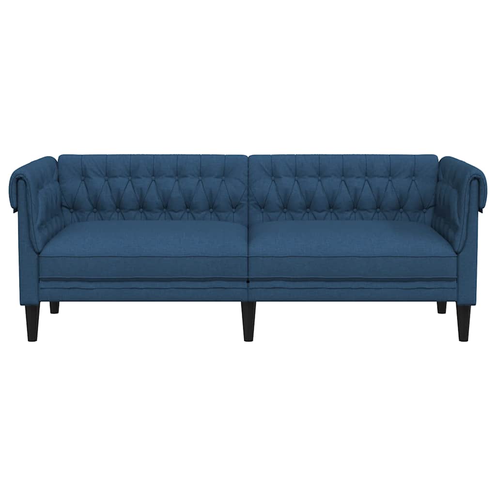 vidaXL Canapea Chesterfield cu 3 locuri, albastru, material textil vidaXL Canapea Chesterfield cu 3 locuri, albastru, material textil